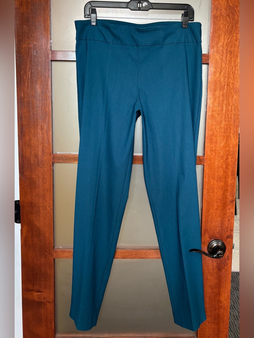 Women's Teal Pull-On Slim Trousers